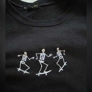 Social Scene Black Skating Skeletons Dance Sweater. NWOT Size XL